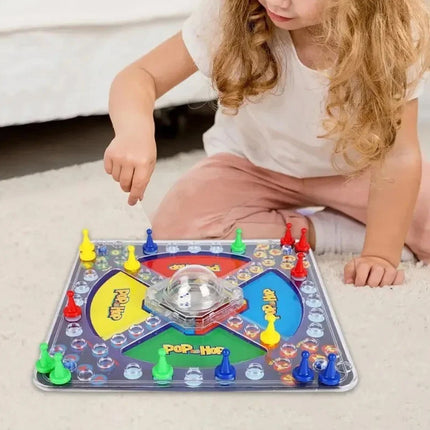 Pop and Hop Dice Board Game, Classic Ludo Family Game for 2-4 Players Interactive Tabletop Toy