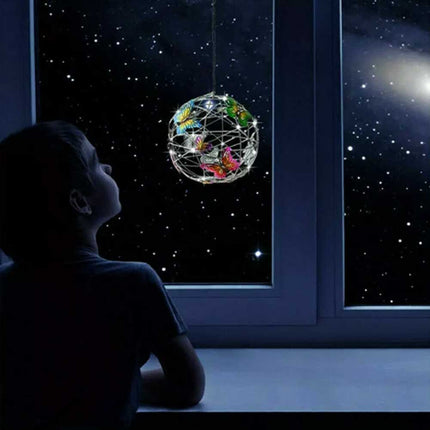 Hanging Butterfly Pendant Solar Power Light Mesh Orb Outdoor Yard Garden Decor