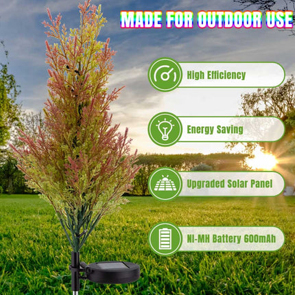 2‑Pack Solar Pine Tree Stake Lights, Waterproof LED Christmas Garden Decor