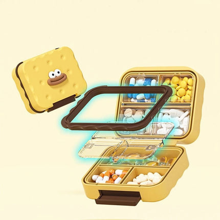 Cute 7-Compartment Pill Box Waterproof, Damp-Proof Mini Travel Pill Case