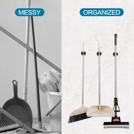 4pcs Stainless Steel Broom Hanger Wall Mounted Mop Holder Home Mop Storage Clip