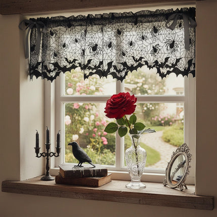 Halloween Lace Cobweb Lamp Shade Cover with Spider, Gothic Fireplace Party Decor, No Lamp Included