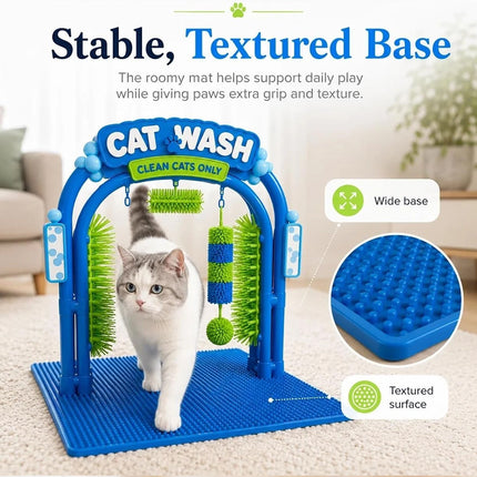 Cat Wash Grooming Station, Car‑Wash‑Style Cat Self‑Grooming Scratcher with Soft Massage Bristles for Indoor Cats