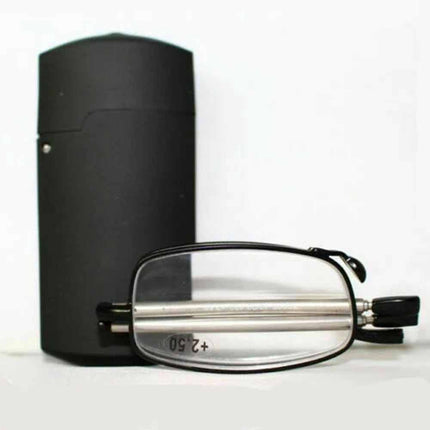 Compact Folding Reading Glasses Black Frame with Case +1.5 +2.0 Mens