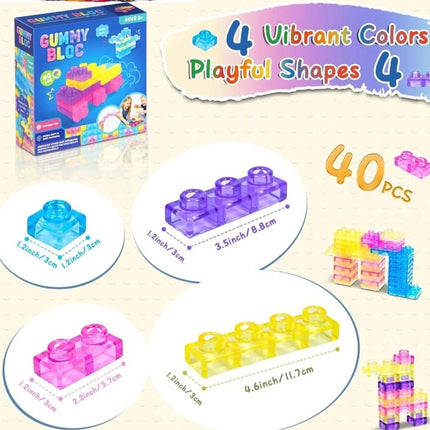Jelly Blox Mega Pack 40pc Soft Sensory Building Blocks Educational STEM Construction Toy