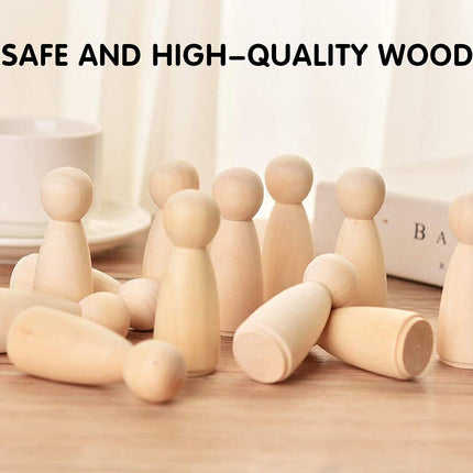 50Pcs Wooden Unfinished Peg Dolls Craft Wedding People Kid Family Decoration DIY