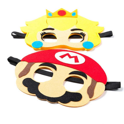 12PC Cartoon Mario Felt Costume Masks Party Supplies Favors Decoration Gift