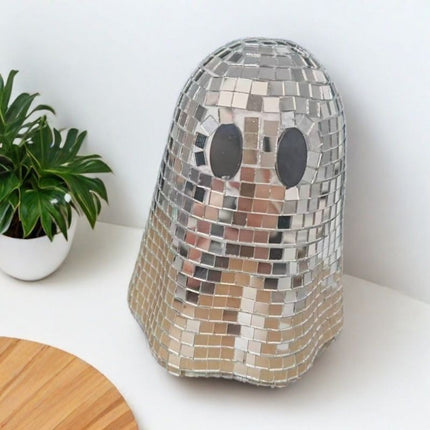 Ghost Disco Ball Halloween Centerpiece Glitter Ghost Sign Tiered Tray Ornaments