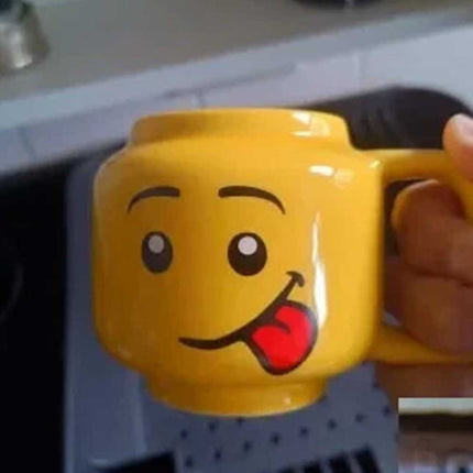 Funny Ceramic Cup Lego Mug Smiling Expression Face Cartoon Coffee Milk Tea 250ml
