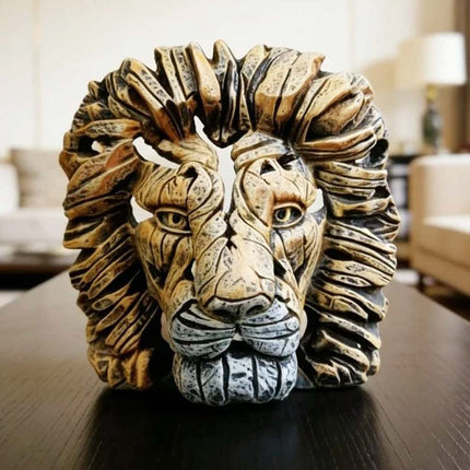 Resin Lion Head Sculpture, Modern Home Decor, Tabletop Ornament & Gift