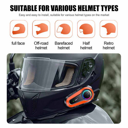 Bluetooth 5.0 1000M Motorcycle Helmet Intercom Headset Motorbike Interphone