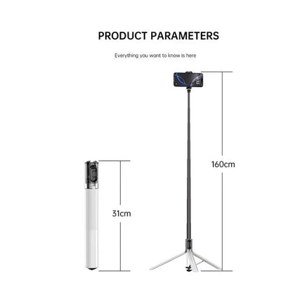 2-in-1 Selfie Stick Tripod: Portable Phone Stand for iPhone & Android