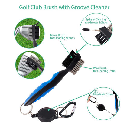 Blue Golf Accessories Gift Cleaner Set Towel Golf Club Brush Groove Cleaning Kit