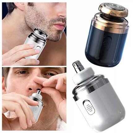 2 in 1 Mini Electric Shaver Portable Men Razor Nose Beard Clipper USB Trimmer