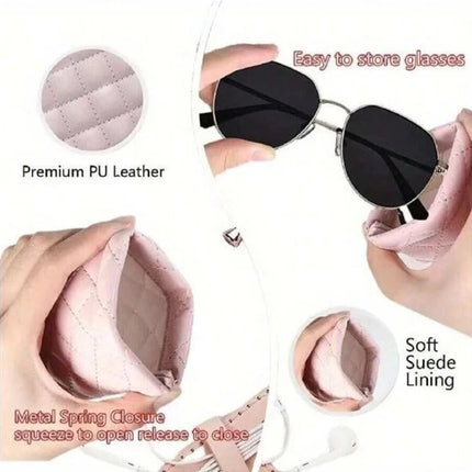 Glasses Case Pouch PU Leather Spring Close Soft Case Glasses / Sunglasses/ Phone