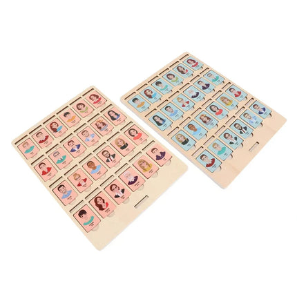 Wooden Guessing Who Board Game Logical Thinking Training Educational Toy