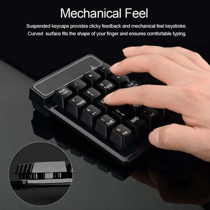 2.4Ghz Wireless Numeric Keypad Mechanical Feel Number Pad Keyboard 19 Keys