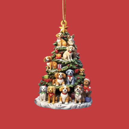 2D Christmas Tree Dog Acrylic Ornament Pendant,Gift for Dog Lovers & Xmas Car Hanging Decor