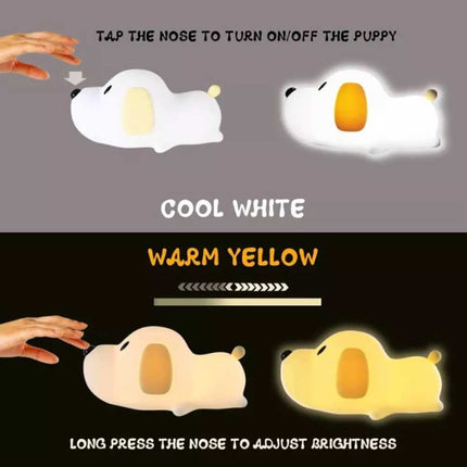 LED Silicone Night Light Rechargeable Cute Puppy Dog Touch Lamp Kids Bedroom Gift