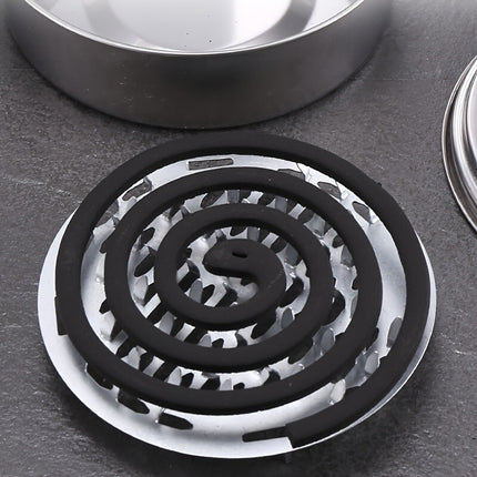 Stainless Steel Mosquito Coil Spiral Repellent Smoke Incense Anti Bug Fly With Lid