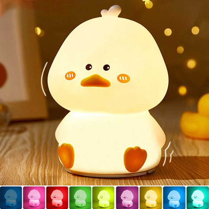 Silicone LED Night Light Duck Touch Bedside Lamp Kid Bedroom USB Rechargeable