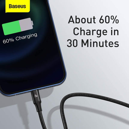 3 in 1 Baseus Rapid Series Fast Charging Data Cable Type-C to C+L+C PD 20W 1.5m Black