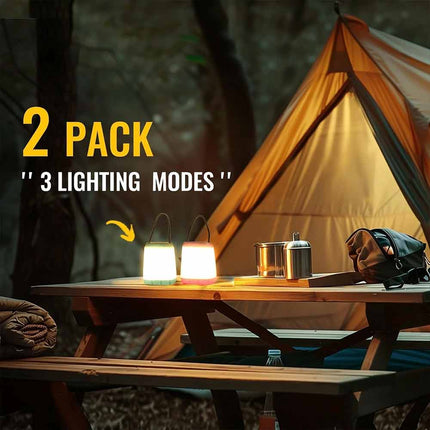 2 Pack LED Camping Lantern, 3‑Mode Battery‑Powered Portable Bright Tent Light for Camping Hiking