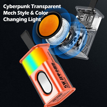 Transparent Mecha Mini Wireless Bluetooth5.0 Speaker Bass Micro Portable Speaker