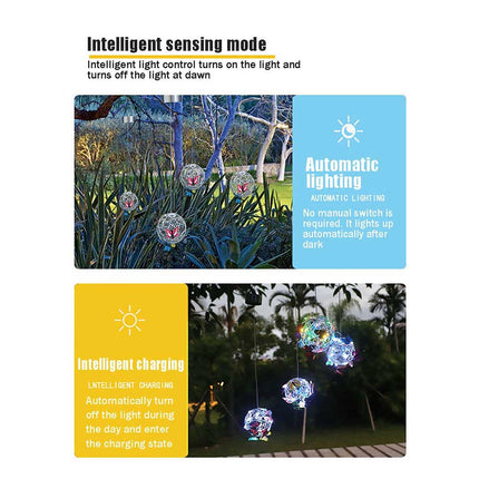 Hanging Butterfly Pendant Solar Power Light Mesh Orb Outdoor Yard Garden Decor