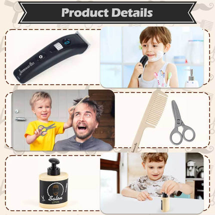 Hairdressing Stylist Playset Hair Salon Role Play Barber Toy Kit for Boy Kids 3+