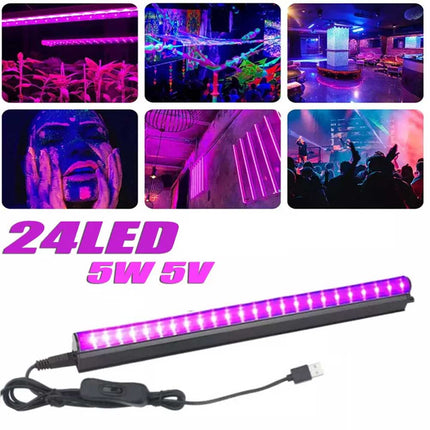 USB 24Leds LED UV Ultraviolet Strip Tube Light Bar Club Party Lamp Blacklight