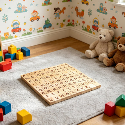 100 Wooden Tiles with Black Letters & Numbers for Crafts & DIY Projects