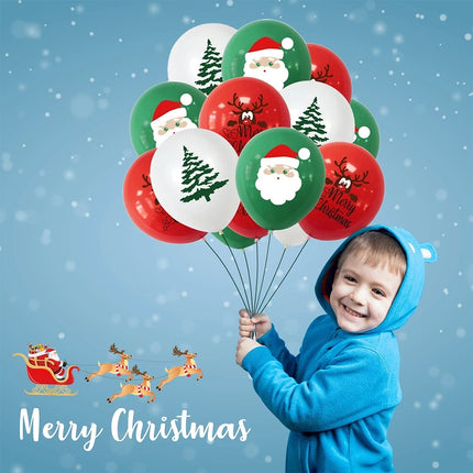 24X Merry Christmas Latex Balloons Red Green White Santa Theme for Festive Party Decorations