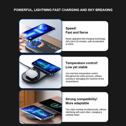 PISEN 3-in-1 Transparent Wireless Charging Station for iPhone AirPods Watch