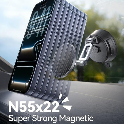 Magnetic Car Phone Mount Foldable Dashboard Holder with Suction Cup Base