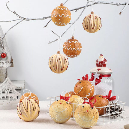 6Pcs Gingerbread Christmas Baubles, Xmas Tree Hanging Ornaments Decorations