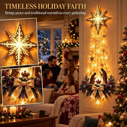 Holy Family Nativity Wall Decor, LED Light‑Up Christmas Hanging Ornament