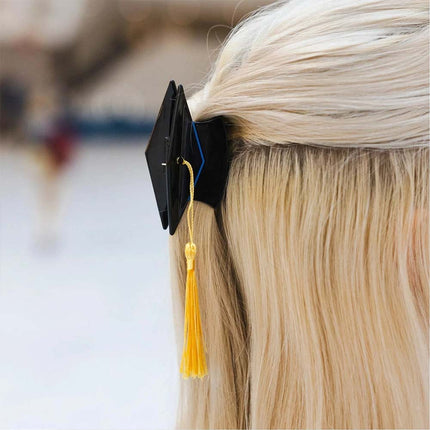 2X Graduation Cap Tassel Hair Clip, Mini Graduation Cap Hair Claw, Graduation Decoration
