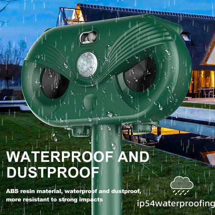 Ultrasonic Solar Cat Dog Repellent Fox Pest Scarer Deterrent Repeller Garden