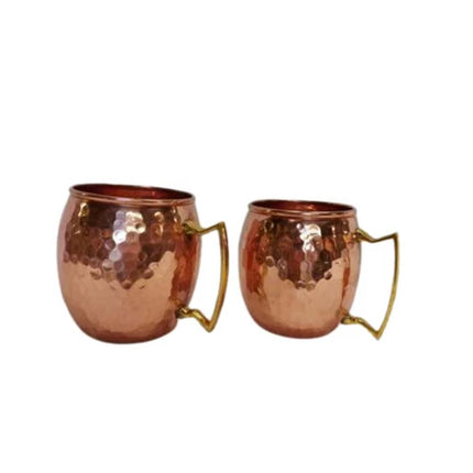 2 Pcs 60ml Handcrafted Copper Plated Moscow Mule Mug with Brass Handle