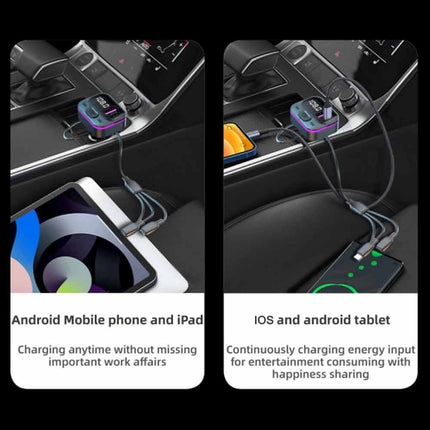 Car Bluetooth FM Radio Transmitter Adapter USB IOS Type C Fast Charger HandsFree