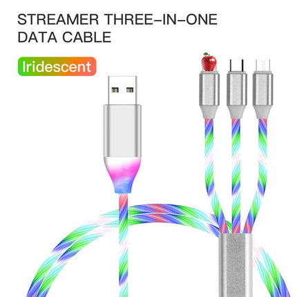 4Pcs 1M LED Flowing Light Charging Cable, 3 in 1 Multi Connector Charger Cord