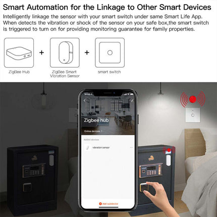 Zigbee Tuya Smart Home Door Window Vibration Sensor APP Detection Alarm Sensor