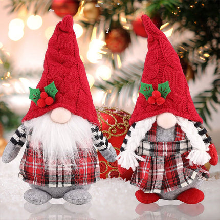 2Pcs Christmas Gnome Plush Dolls Xmas Dwarf Elf Home Decor Ornaments