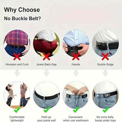 Traceless Invisible Elastic Belt - No Buckle Stretch Waist Belt for Men & Women Jeans Pants