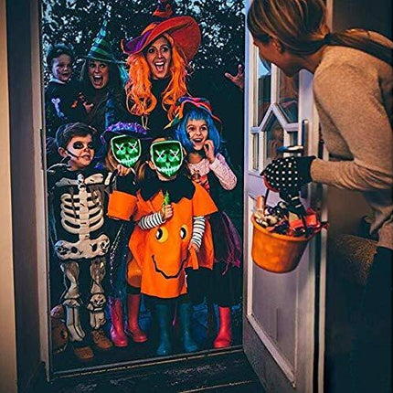 LED Purge Mask, Glow in The Dark Light Up Halloween Scary Mask for Rave Festival Costume