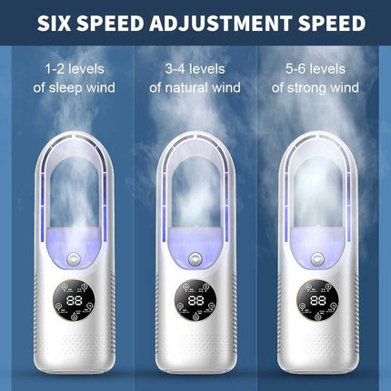 Portable Air 6 Speed Silent Timer Air Conditioner Cooler Leafless Electric Fan