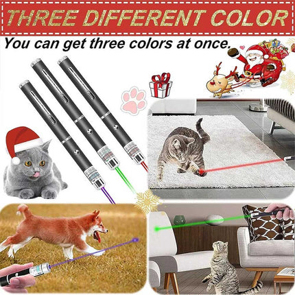 3x Laser Pointer Pen Green Purple Red Light Visible Beam For Cat Dog office Pet