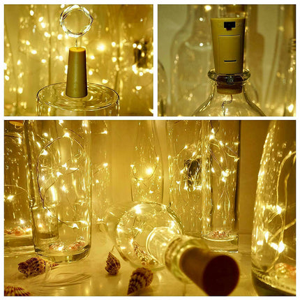 10PCS LED Fairy Light Wine Bottle String Lights Cork Copper Wire Christmas Decor