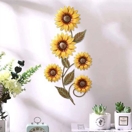 3D Metal Sunflower Wall Art Decor Rustic Floral Ornament for Outdoor Garden & Indoor Home Decoration
